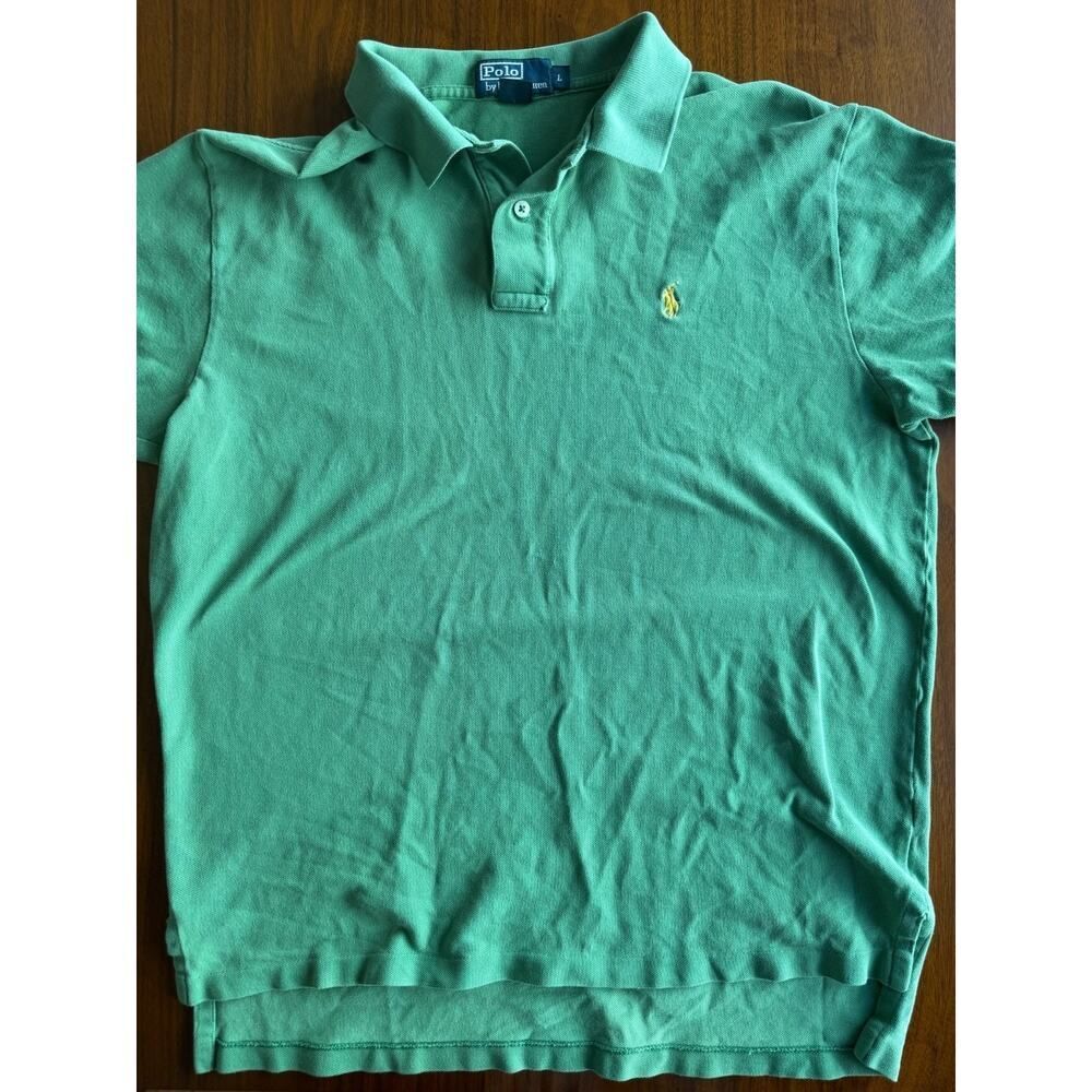 Vintage Polo Ralph Lauren Green Pique Short Sleeve Polo Shirt Men's Large
